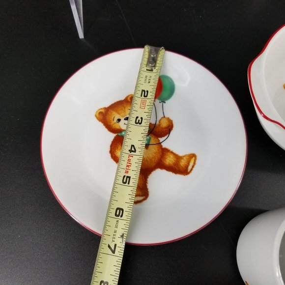 Vintage Reutter Child Kid Feeding Dish Set 3 Teddy Bears Red Porcelain Germany - Picture 10 of 12